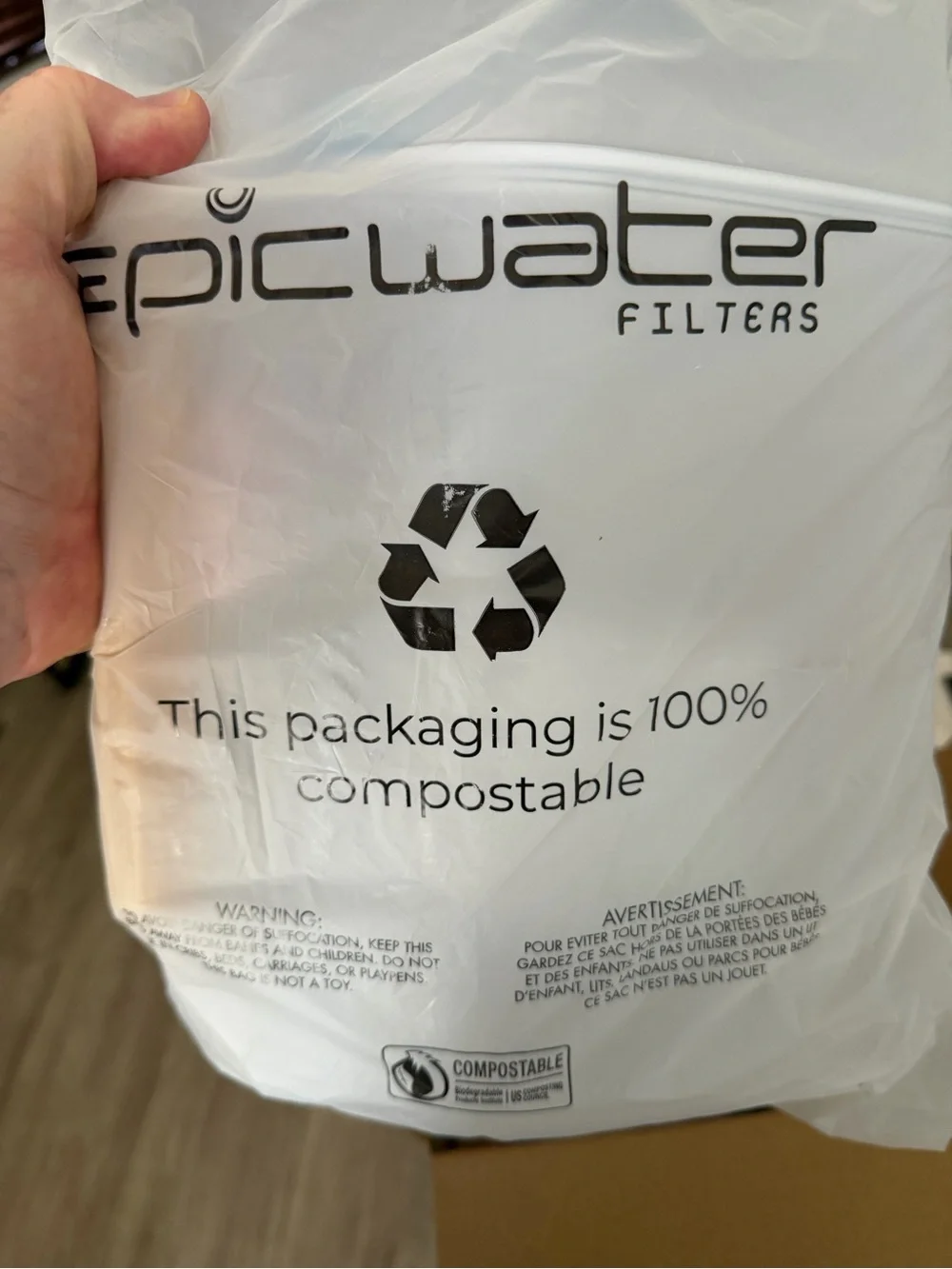 Epic Water Filters Pitcher - Clear with White Filter bamboo handle (Demo model)